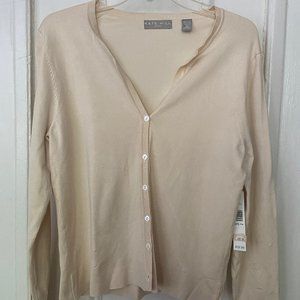 Cream Kate Hill Petite Medium Silk Blend Cardigan
